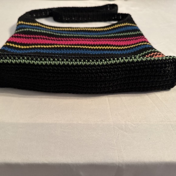 Black Rainbow Pride Crochet Multi Color Crossbody Bag Zip Closure Target Boho - Picture 4 of 10